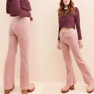 ANTHROPOLOGIE Pilcro Corduroy High-Rise Trouser Bootcut Pants Pink Blush, 27